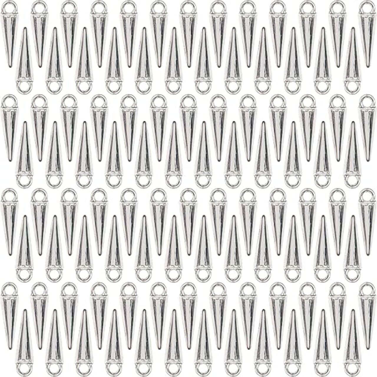 Skull Charms Silver Plated Goth Cone Pendants Bulk for Jewellry Making